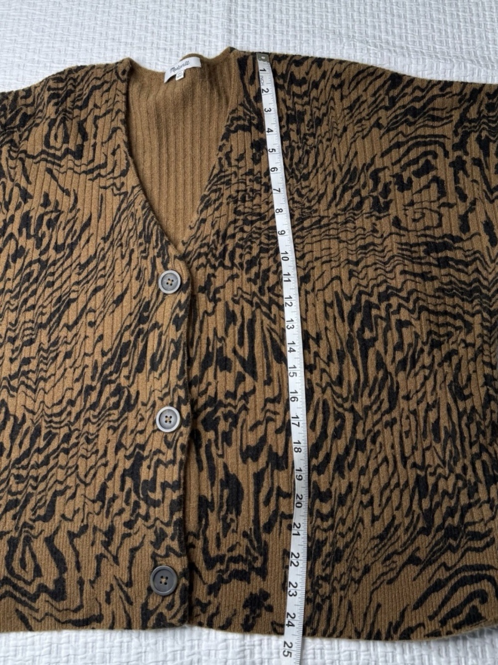 Madewelll Tigerized Cameron Ribbed Cardigan Sweater Coziest Yarn Brown Sz 2XL - Picture 11 of 13